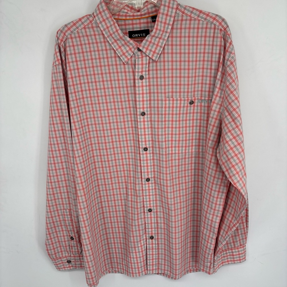 Orvis Men's Red Plaid Button Up Shirt